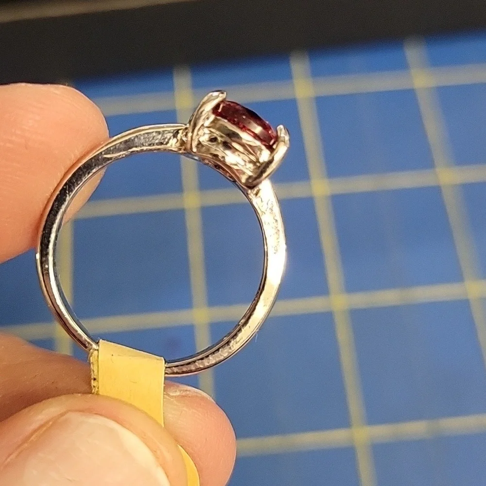Garnet Faux Stone Silver Tone Ring Size 8